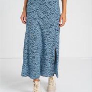 Ann Taylor Teal Patterned A-Line Skirt